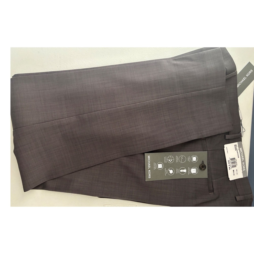 Michael Kors Monroe Dress Pants Mens 32x30 Light Brown Stretch Performance NEW - Picture 7 of 11